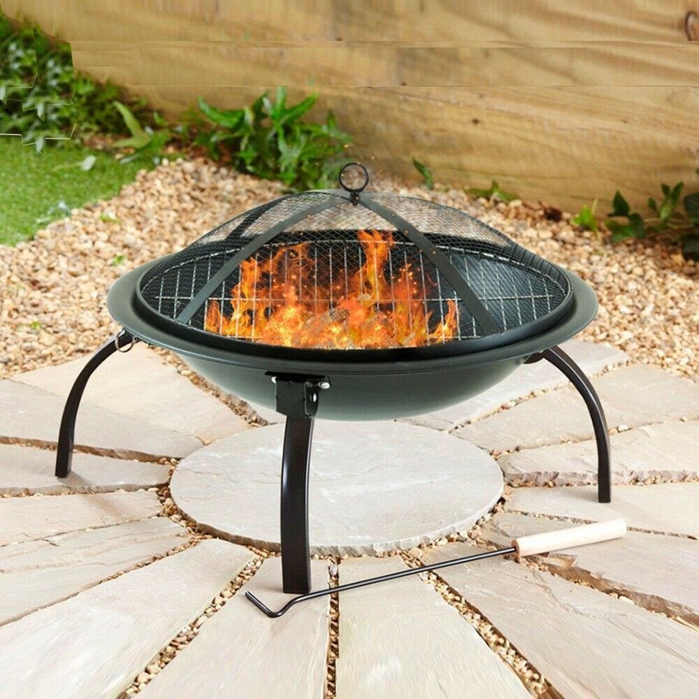 Black Garden Steel Fire Pit Outdoor Heater TapClickBuy