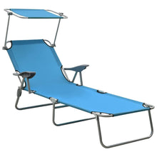 Load image into Gallery viewer, Folding Sun Lounger with Canopy Steel Taupe TapClickBuy