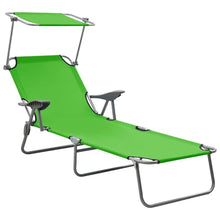 Load image into Gallery viewer, Folding Sun Lounger with Canopy Steel Taupe TapClickBuy