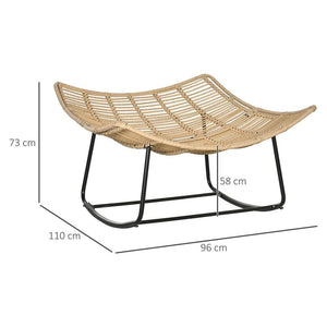 Outsunny Rattan Rocking Chair, Cushioned Wicker Porch Chair, Natural Wood Finish TapClickBuy