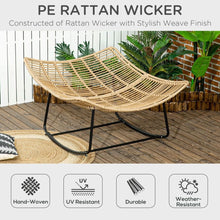 Load image into Gallery viewer, Outsunny Rattan Rocking Chair, Cushioned Wicker Porch Chair, Natural Wood Finish TapClickBuy