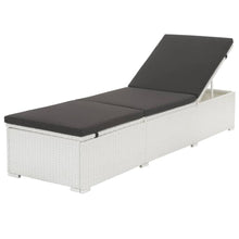 Load image into Gallery viewer, Sun Lounger with Black Cushion Poly Rattan White TapClickBuy