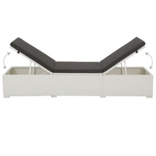 Load image into Gallery viewer, Sun Lounger with Black Cushion Poly Rattan White TapClickBuy