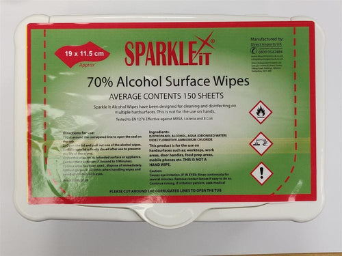 150 Sparkleit 70% Alcohol Wipes TapClickBuy