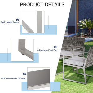 4-Piece Outdoor Garden Rattan Seating Furniture Set Grey TapClickBuy