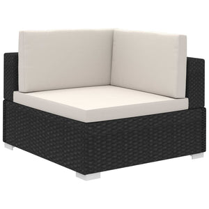 6 Piece Garden Lounge Set with Cushions Poly Rattan Black TapClickBuy