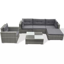 Load image into Gallery viewer, 6 Piece Garden Lounge Set with Cushions Poly Rattan Grey TapClickBuy