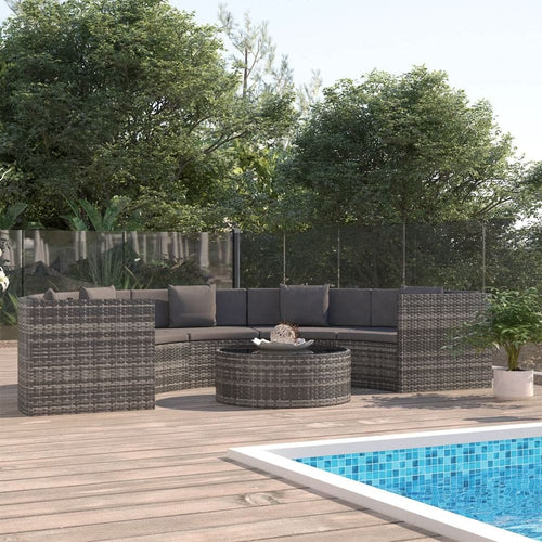 6 Piece Garden Lounge Set with Cushions Poly Rattan Grey (UK/IE/FI/NO Only) TapClickBuy