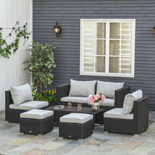 Load image into Gallery viewer, 6-Seater Sofa &amp; Coffee Table Rattan Outdoor Garden Furniture Set TapClickBuy