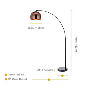 Arquer Standard Arc Curved Floor Lamp, Modern Lighting, Rose Gold TapClickBuy