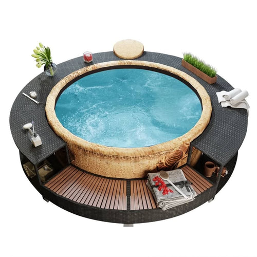 Black Poly Rattan Spa Surround TapClickBuy