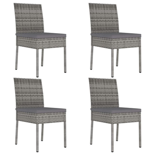 Garden Dining Chairs 4 pcs Poly Rattan Grey TapClickBuy