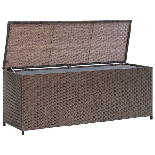 Garden Storage Box Brown 120x50x60 cm Poly Rattan TapClickBuy