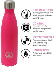 Load image into Gallery viewer, JTL Fitness Stainless Steel Water Bottle 500ml Vacuum Insulated Flask for Hot or Cold Metal Watertight Seal Pink TapClickBuy