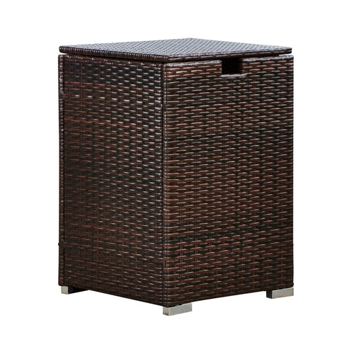 Outdoor Garden Rattan Fire Pit 9kg Gas Bottle Tank Storage, Brown TapClickBuy