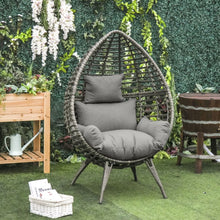 Load image into Gallery viewer, Outdoor Indoor Rattan Egg Chair Wicker Weave Teardrop Chair with Cushion TapClickBuy