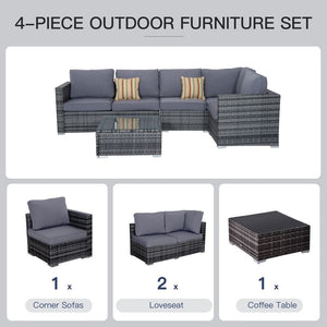 Rattan Set, 4 PC-Grey TapClickBuy