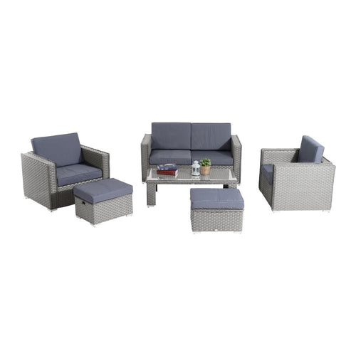 Rattan Set, 6 PC-Grey TapClickBuy