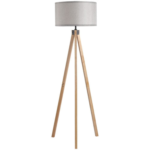 Rubber Wood Tripod Floor Lamp Grey TapClickBuy