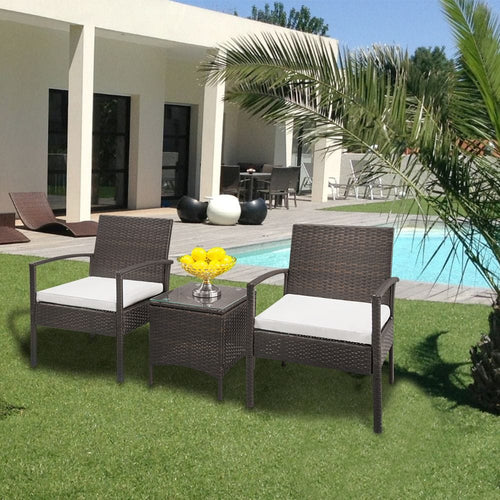 TY-3pcs 2pcs Arm Chairs 1pc Coffee Table Rattan Sofa Set Brown Gradient TapClickBuy