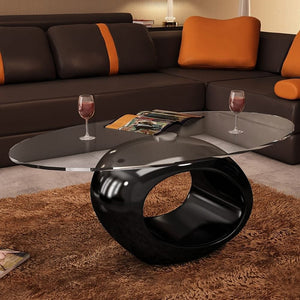 vidaXL Coffee Table with Oval Glass Top Accent End Side Table Multi Colors TapClickBuy