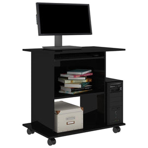 vidaXL Computer Desk High Gloss Black 80x50x75 cm Chipboard TapClickBuy